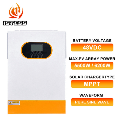 48VDC Voltado de salida Inversor híbrido 5000W Sistema de energía de respaldo de red solar con cargador solar MPPT
