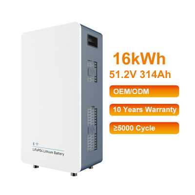 Compacto montado en la pared todo en uno 51.2V 314Ah Lifepo4 Batería de litio 16KWh Sistema de almacenamiento de energía para el hogar