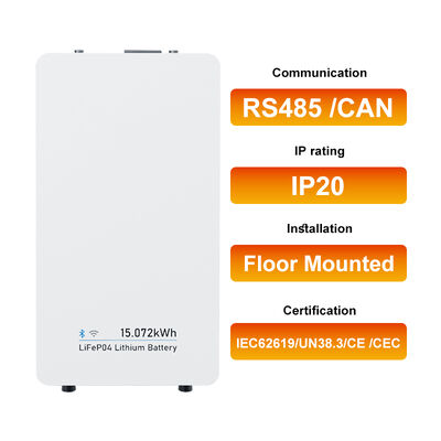 48V 314Ah 15kwh LiFePO4 Batería de litio Todo en una unidad de almacenamiento de energía para el hogar montada en la pared